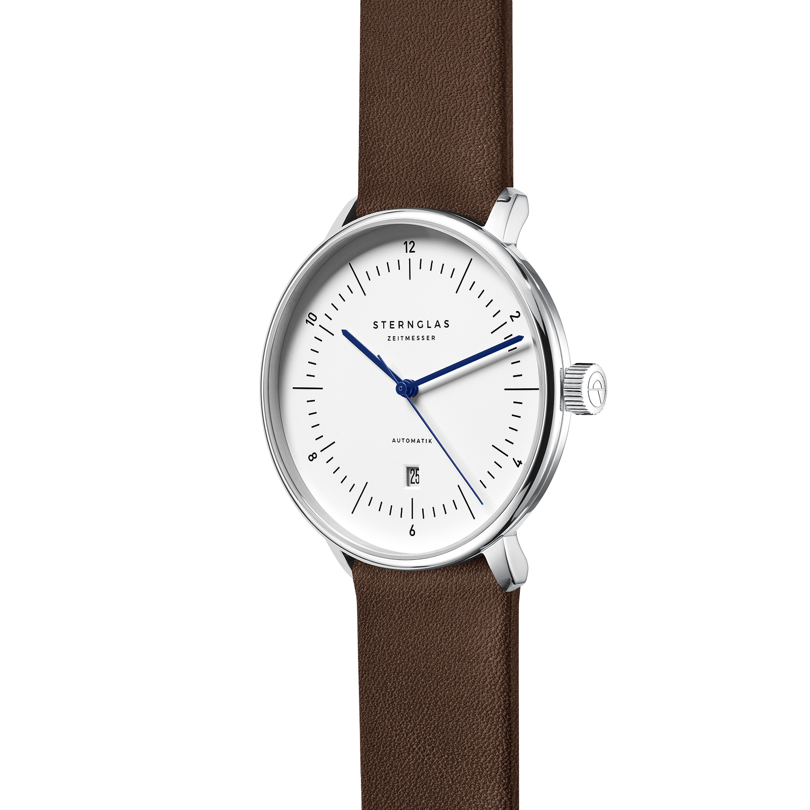 Naos XL Automatik weiss silber / Premium dunkelbraun - 42 mm