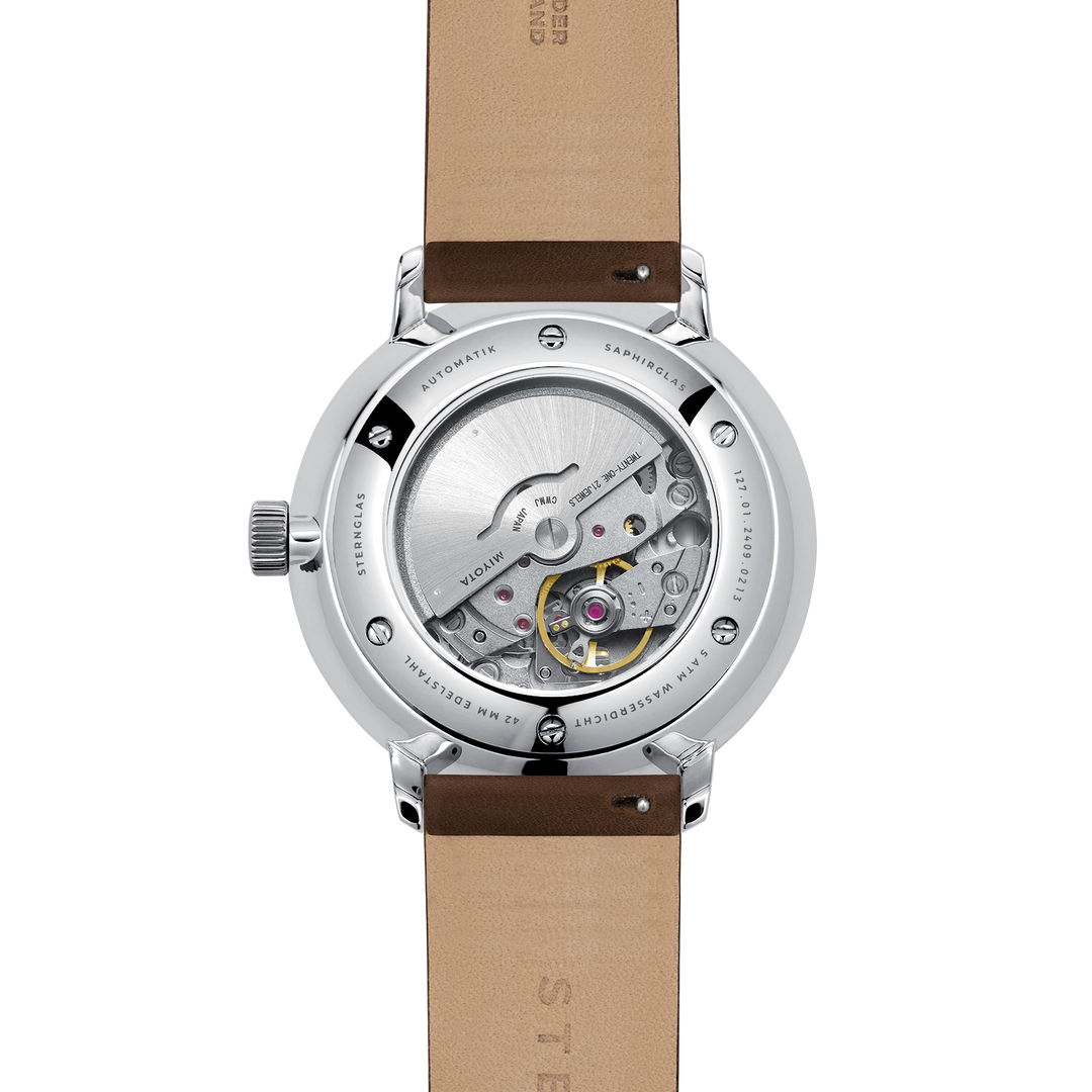 Naos XL Automatik weiss silber / Premium dunkelbraun - 42 mm