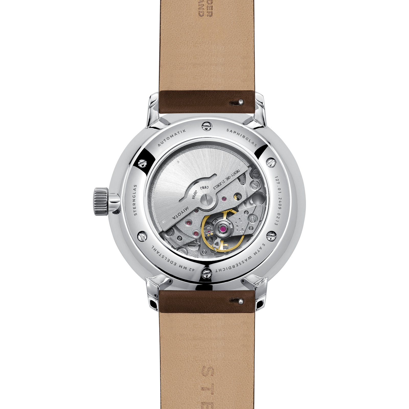 Naos XL Automatik weiss silber / Premium dunkelbraun - 42 mm