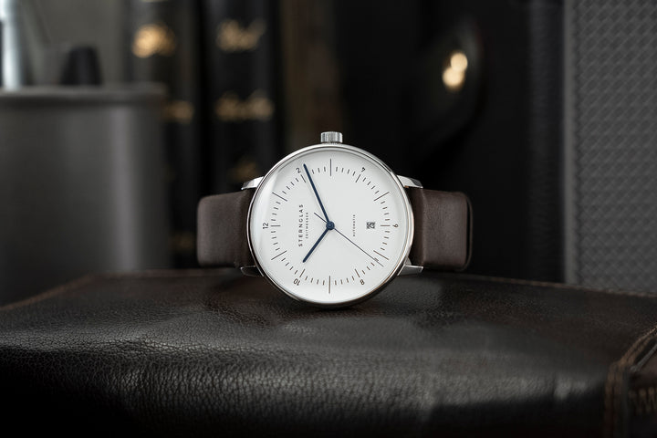 Naos XL Automatik weiss silber / Premium dunkelbraun - 42 mm