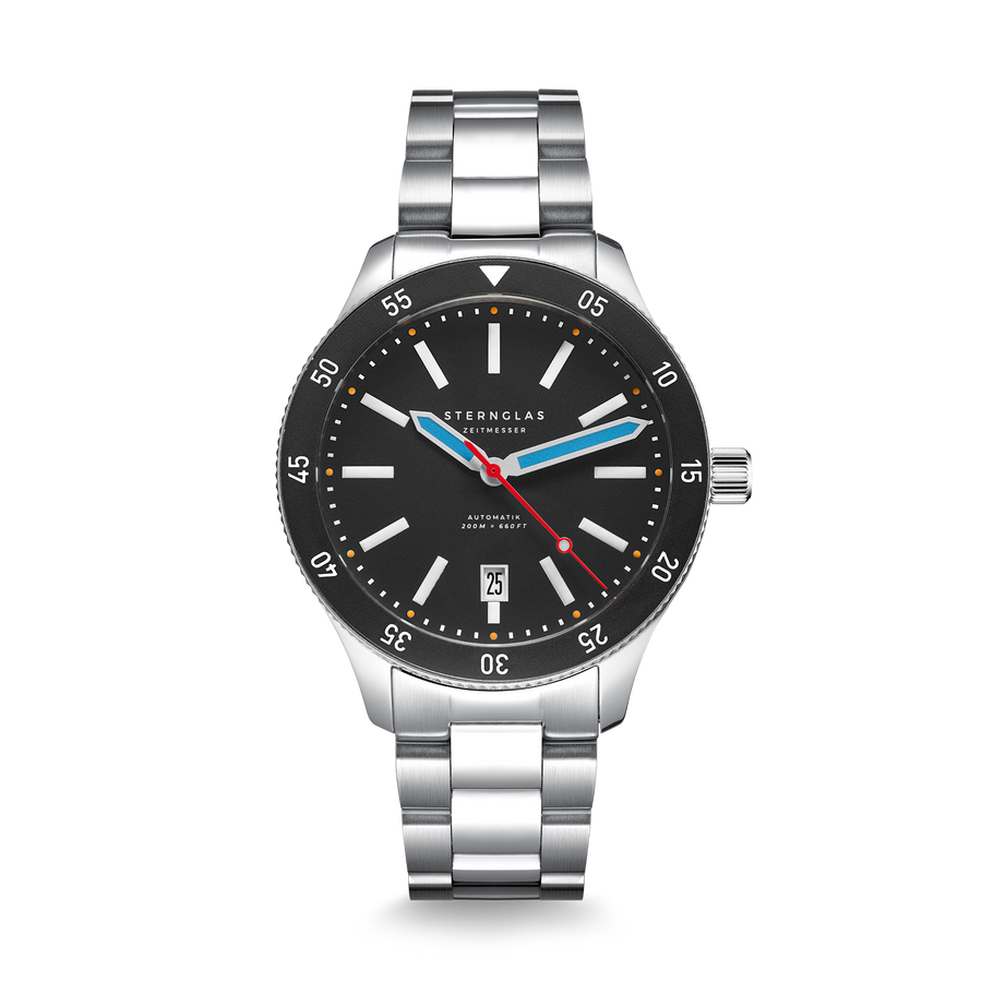 Marus 2.0 - schwarz - rot - silber - Edelstahlband