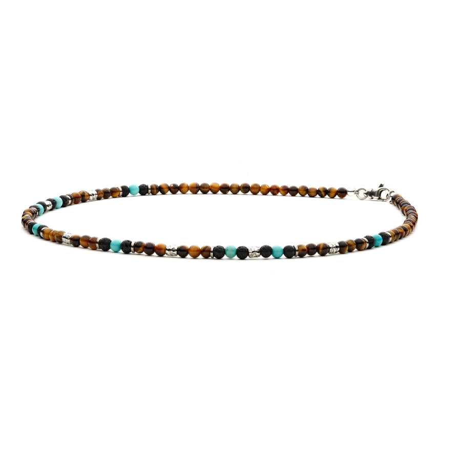 Bard - Collier 4 mm Kugeln - 925er Silber Lava, Onyx