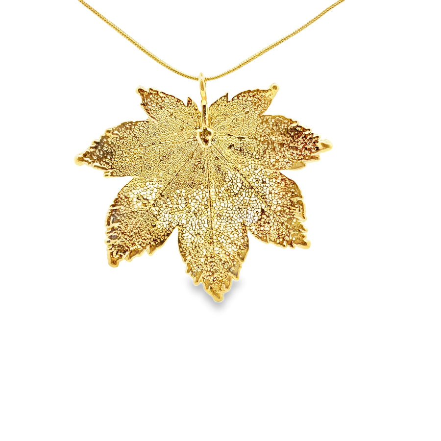 Full Moon Ahorn Anhänger, Echtblatt, mit Kette rhodiniert