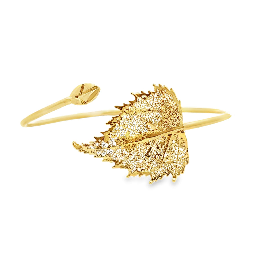 Birkenblatt Armreif, Echtblatt, vergoldet