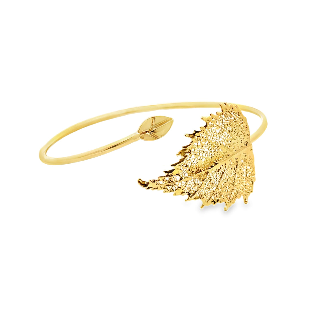 Birkenblatt Armreif, Echtblatt, vergoldet