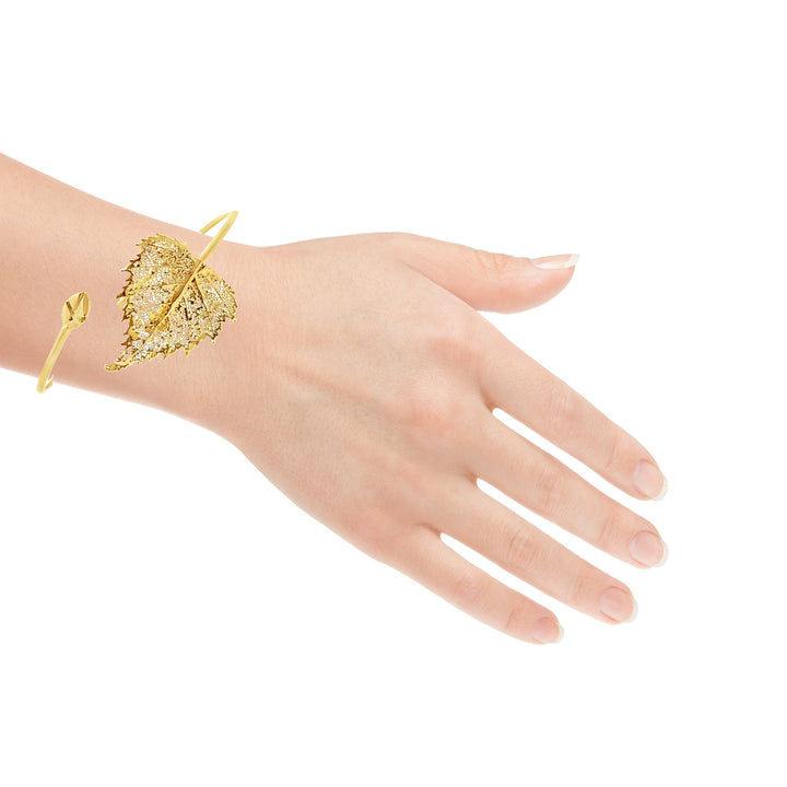 Birkenblatt Armreif, Echtblatt, vergoldet
