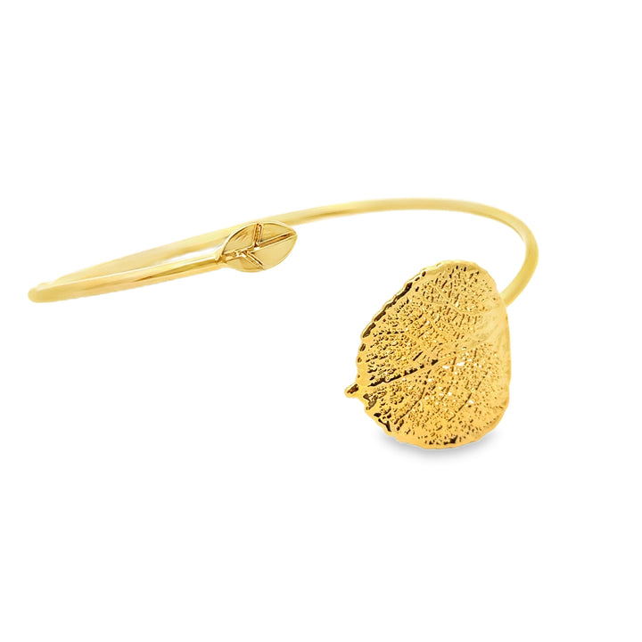 Zitterpappel Armreif, Echtblatt, vergoldet