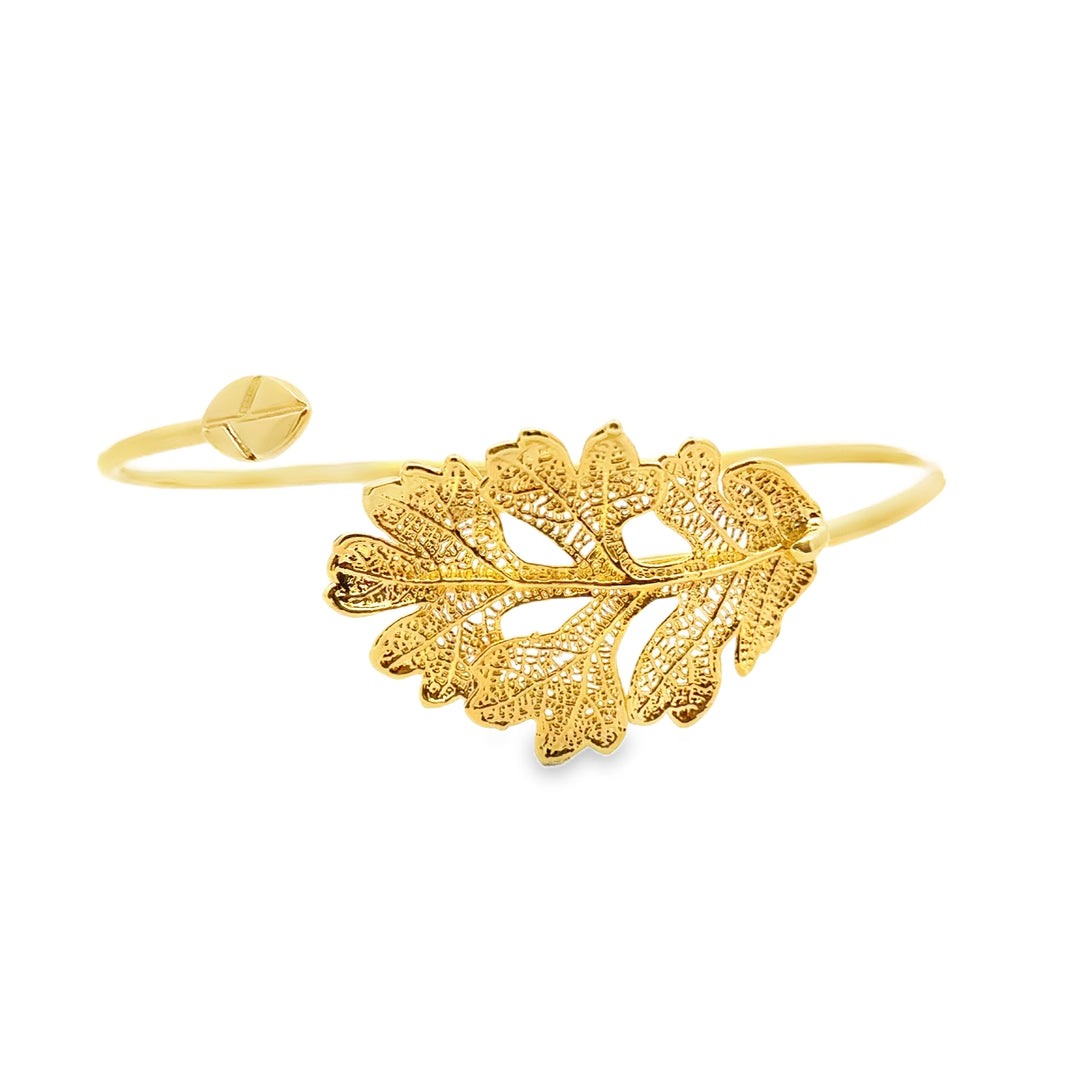 Eichenblatt Armreif, Echtblatt, vergoldet