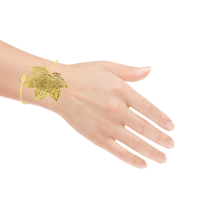 Full Moon Armreif, Echtblatt, vergoldet