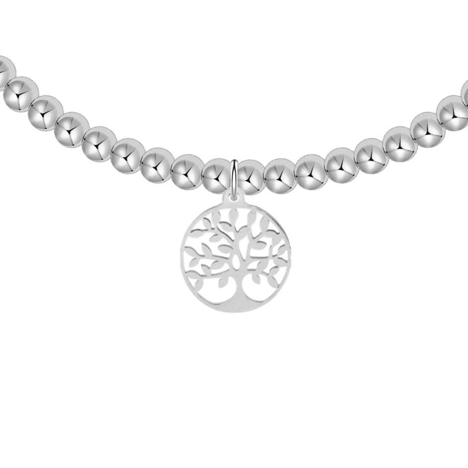 Kugelarmband - "Love Your life" - versilbert - Baum des Lebens