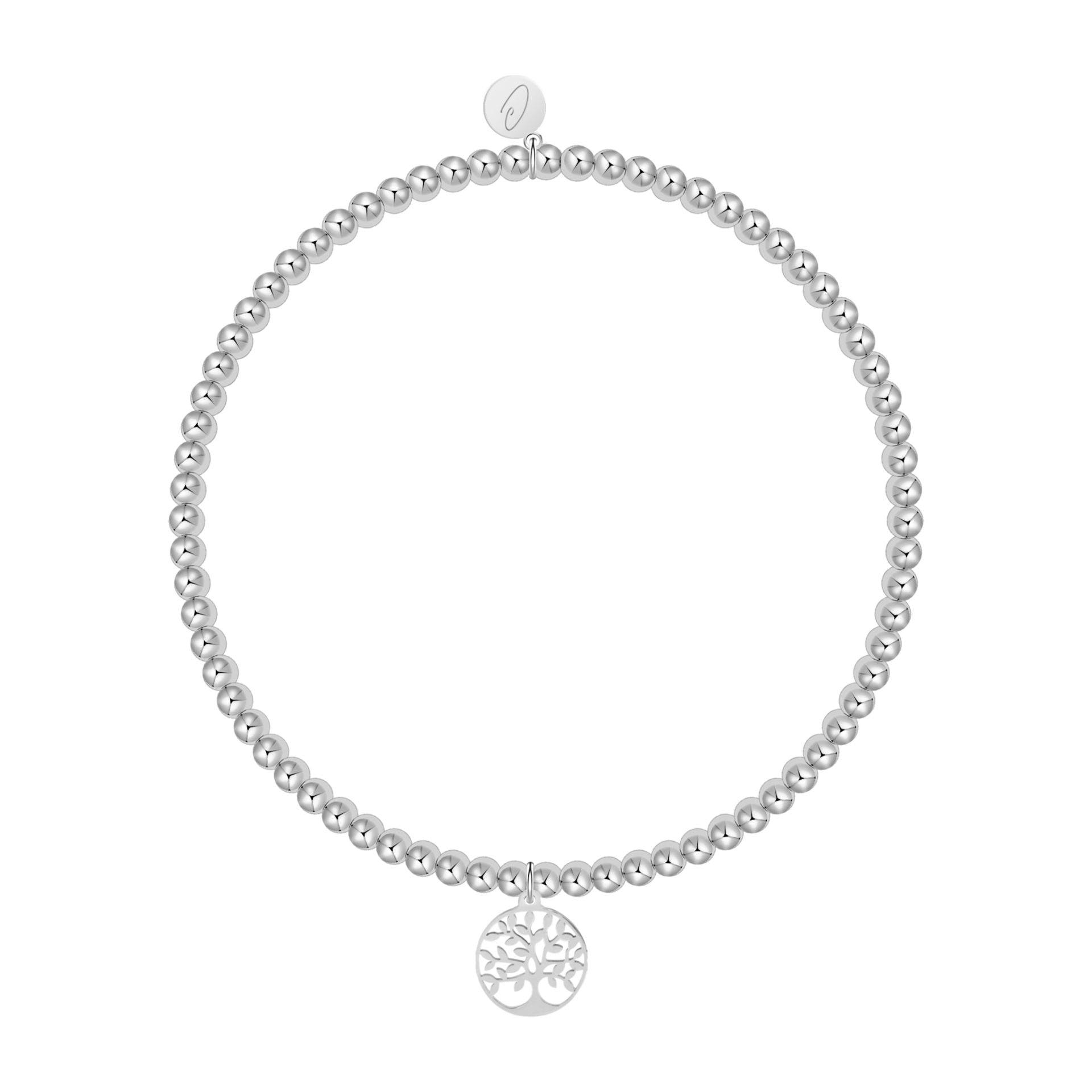 Kugelarmband - "Love Your life" - versilbert - Baum des Lebens