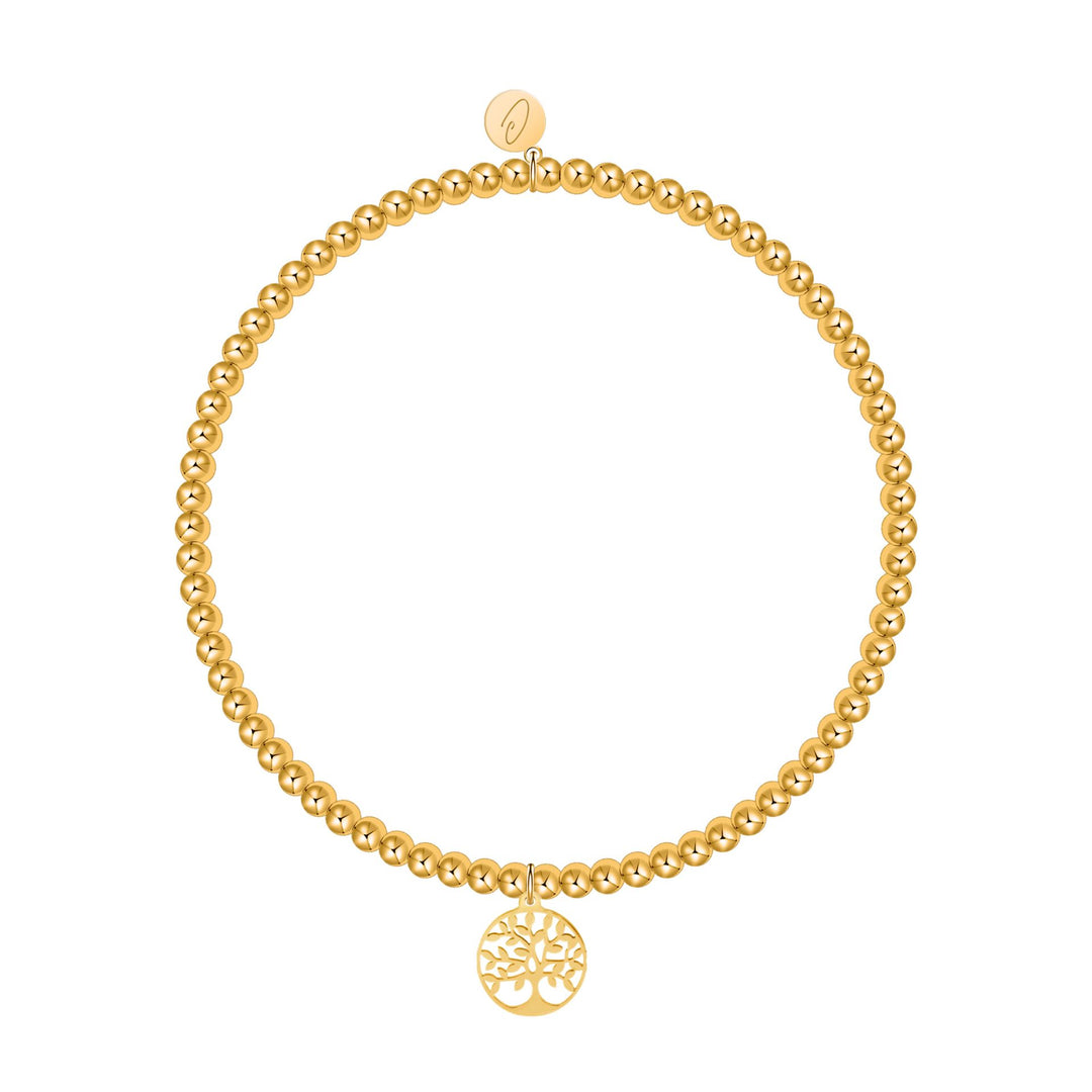Kugelarmband - "Love your life" - vergoldet - Baum des Lebens