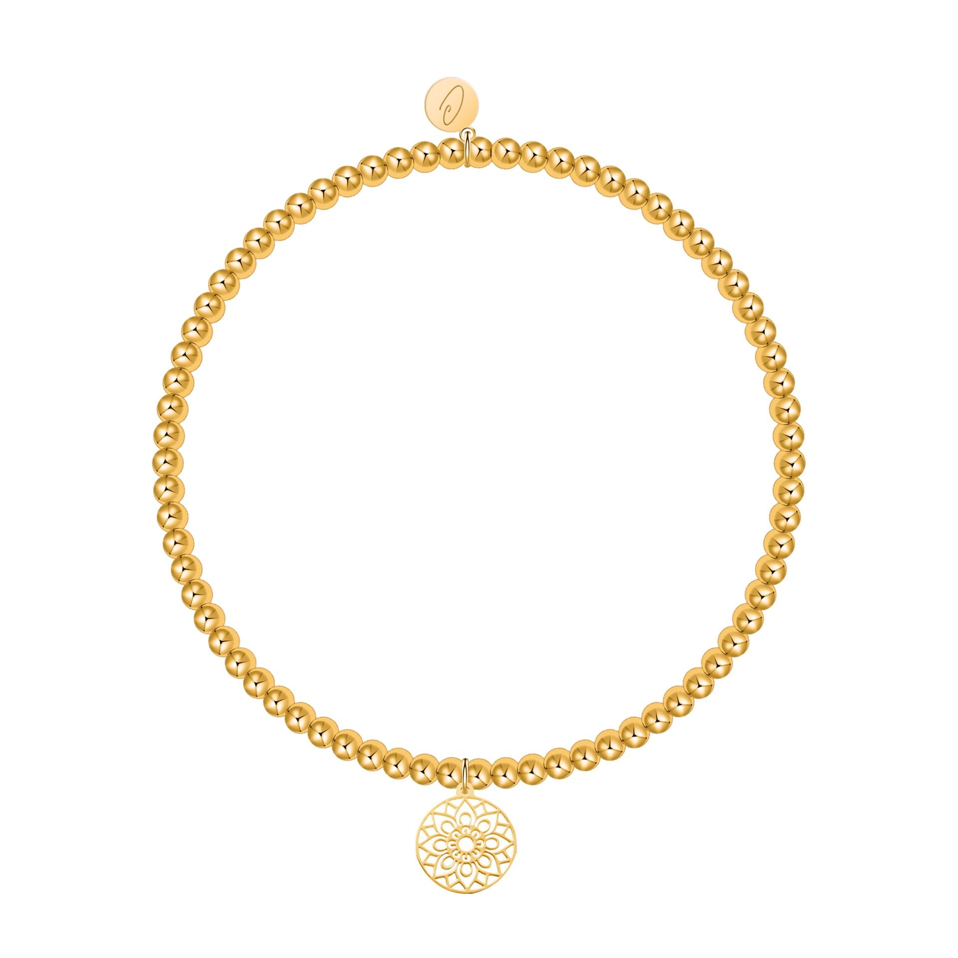 Kugelarmband - "Love your life" - vergoldet - Mandala des Glücks