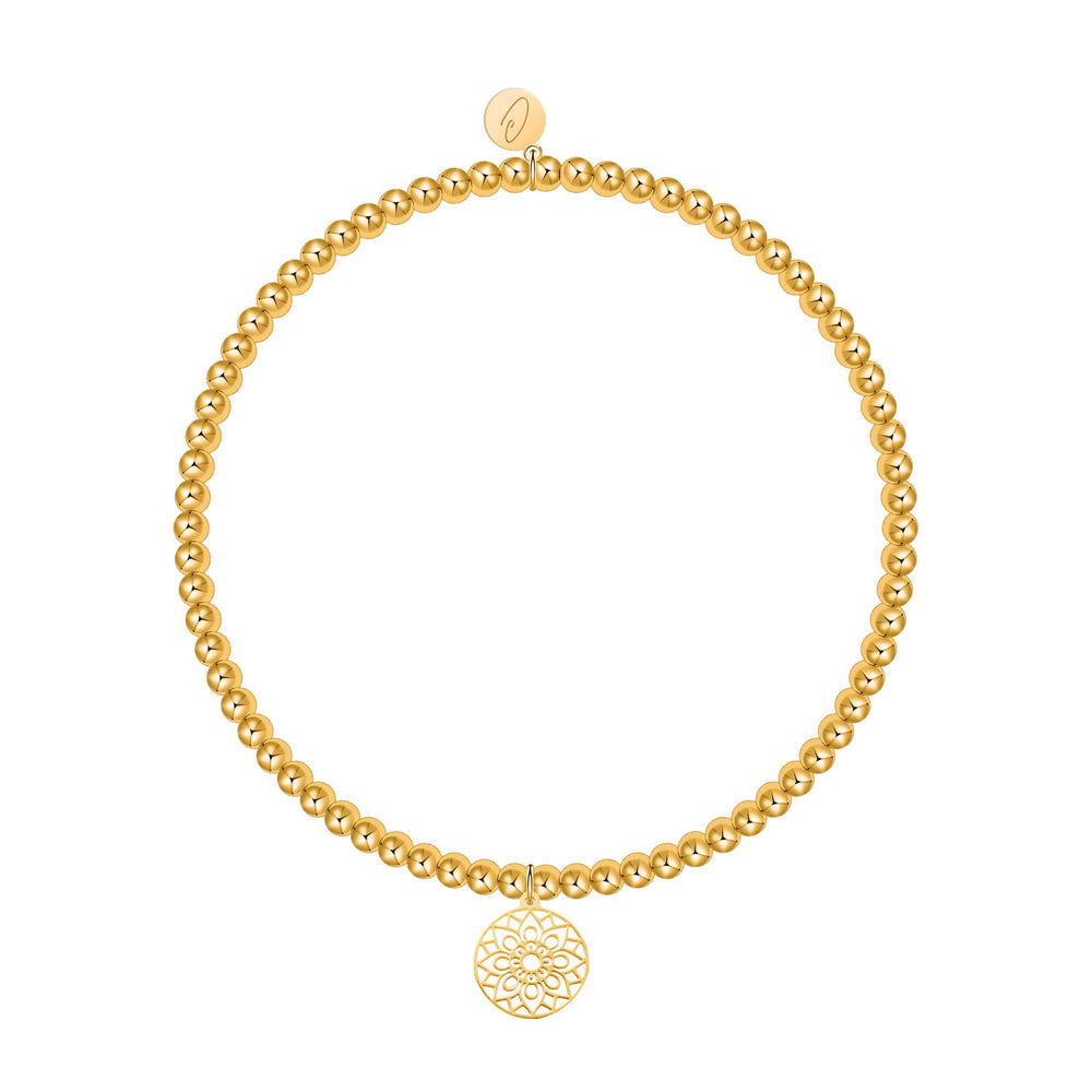 Kugelarmband - "Love your life" - vergoldet - Mandala des Glücks