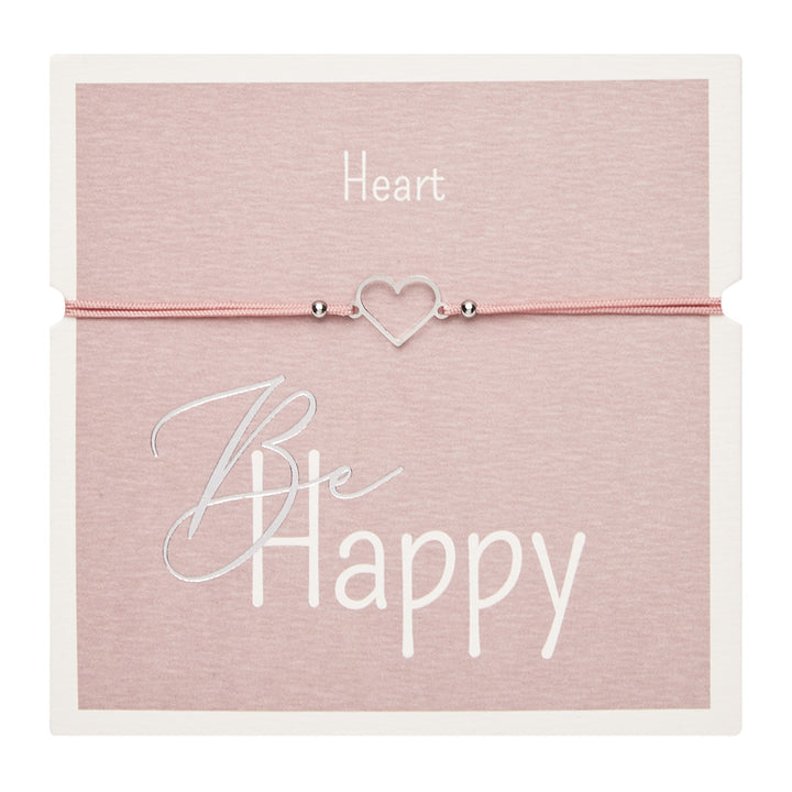 Armband - "Be Happy" - Edelstahl - Herz