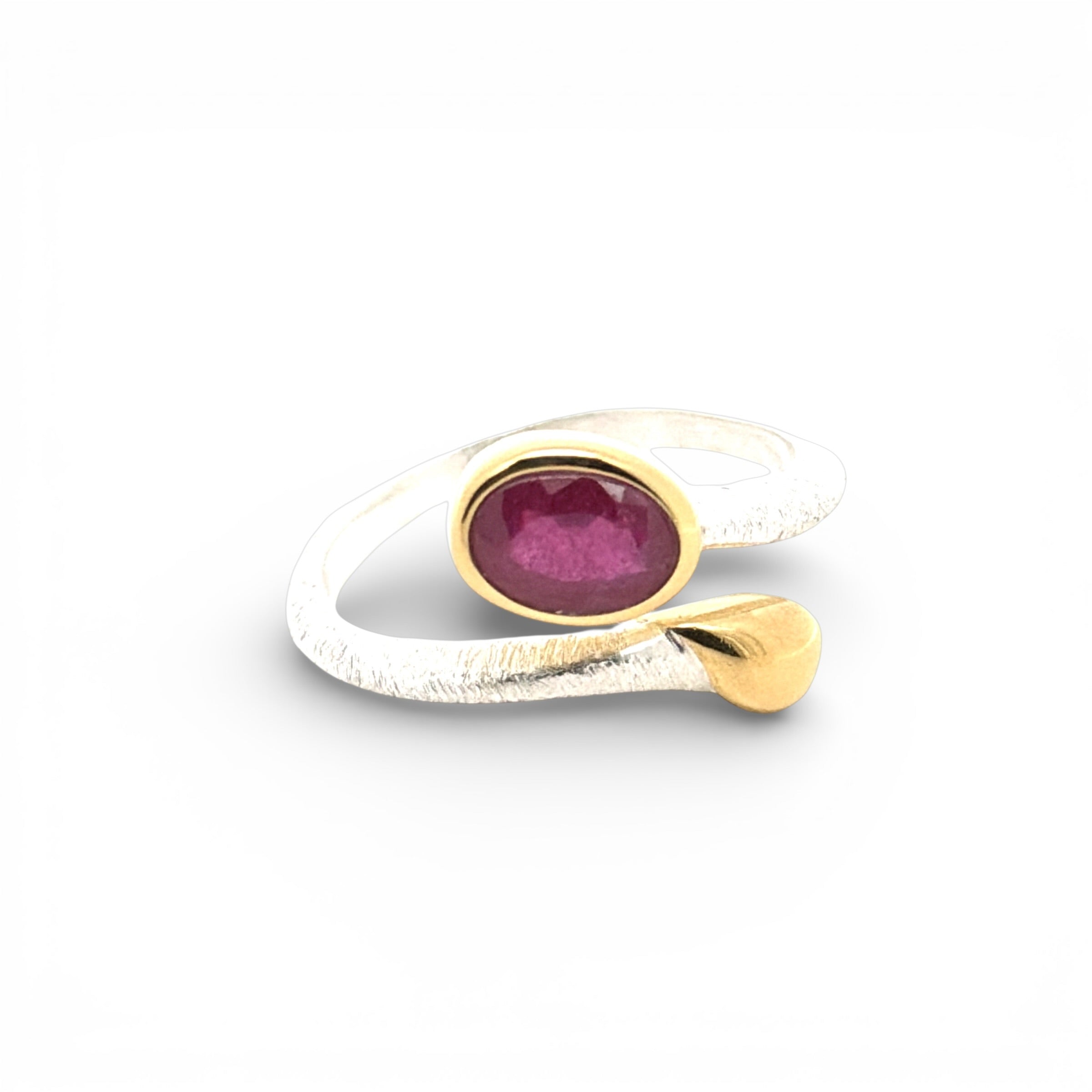 Silber Ring mit Turmalin rot, Gr. 56
