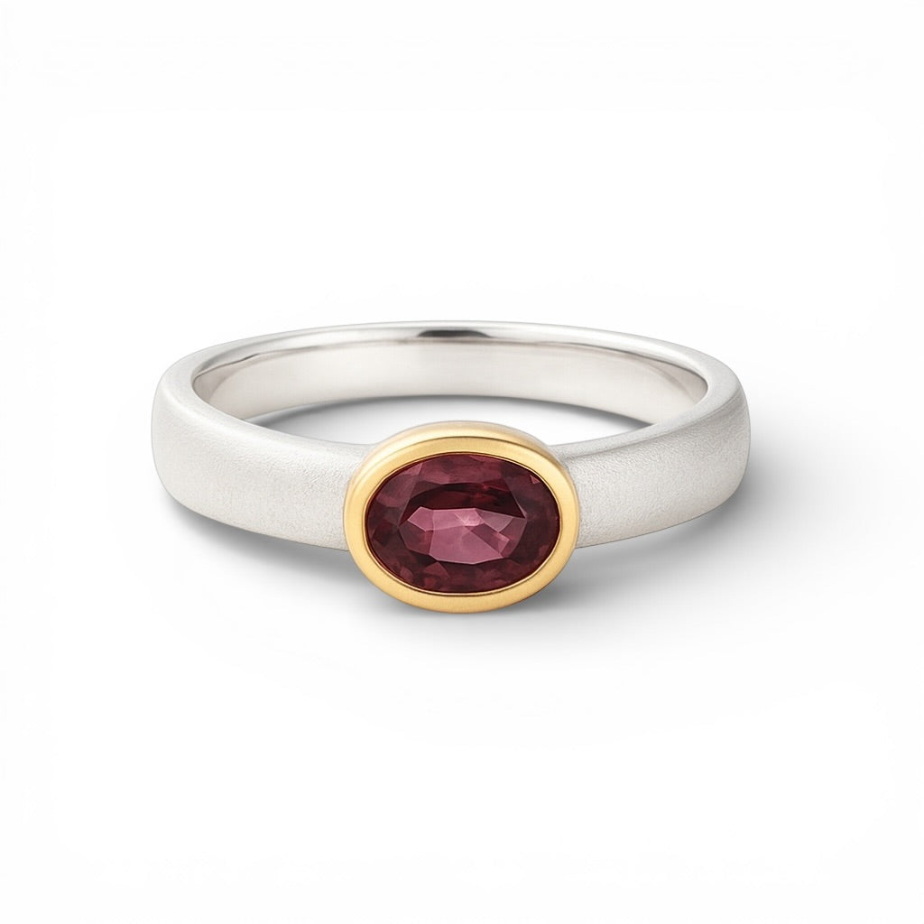Silber Ring mit Turmalin rot, Gr. 58
