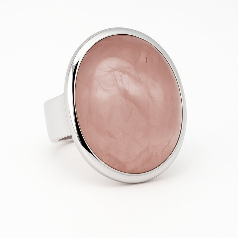Rosenquarz Ring Silber, Size 60