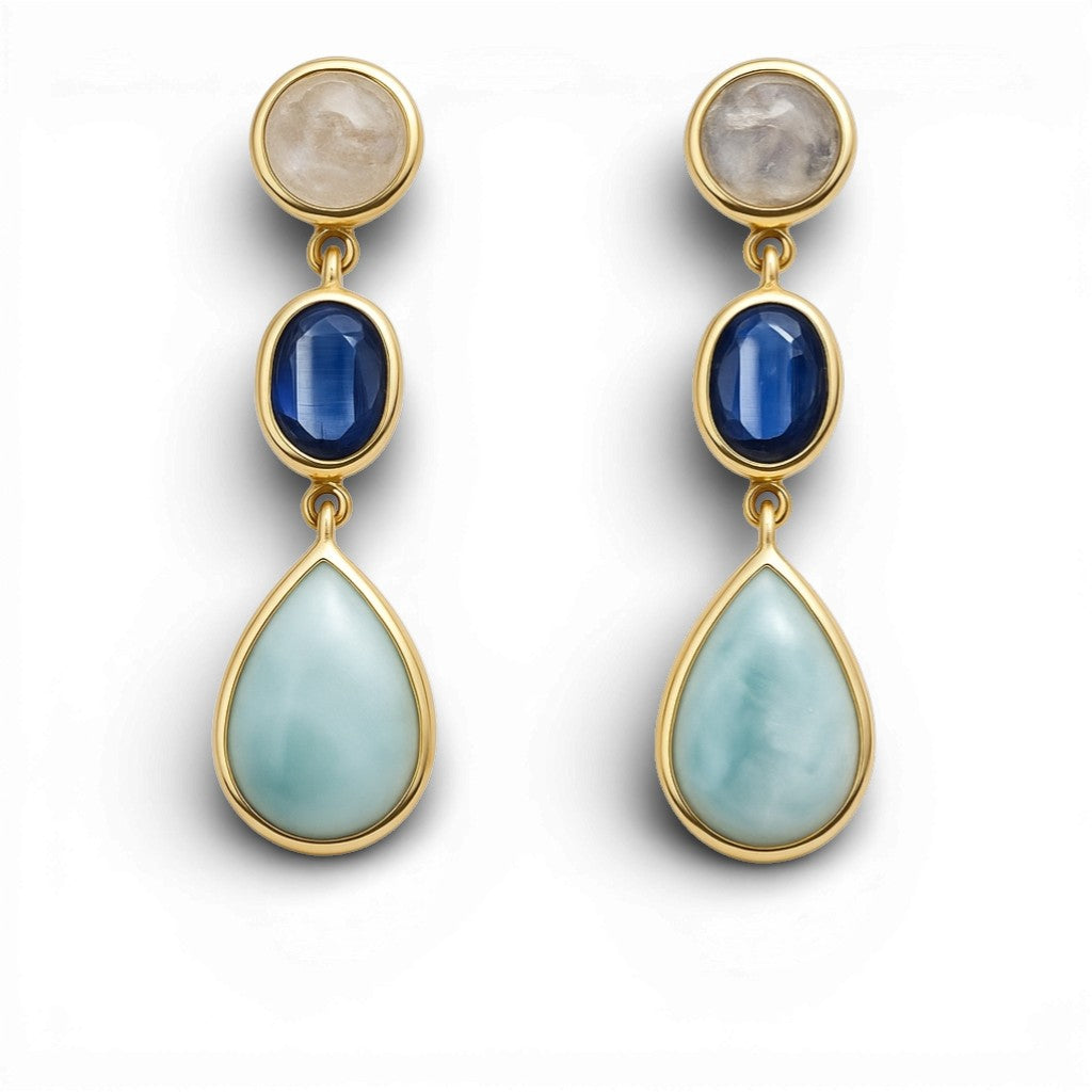 Monstein, Tansanit, Larimar Ohrhänger