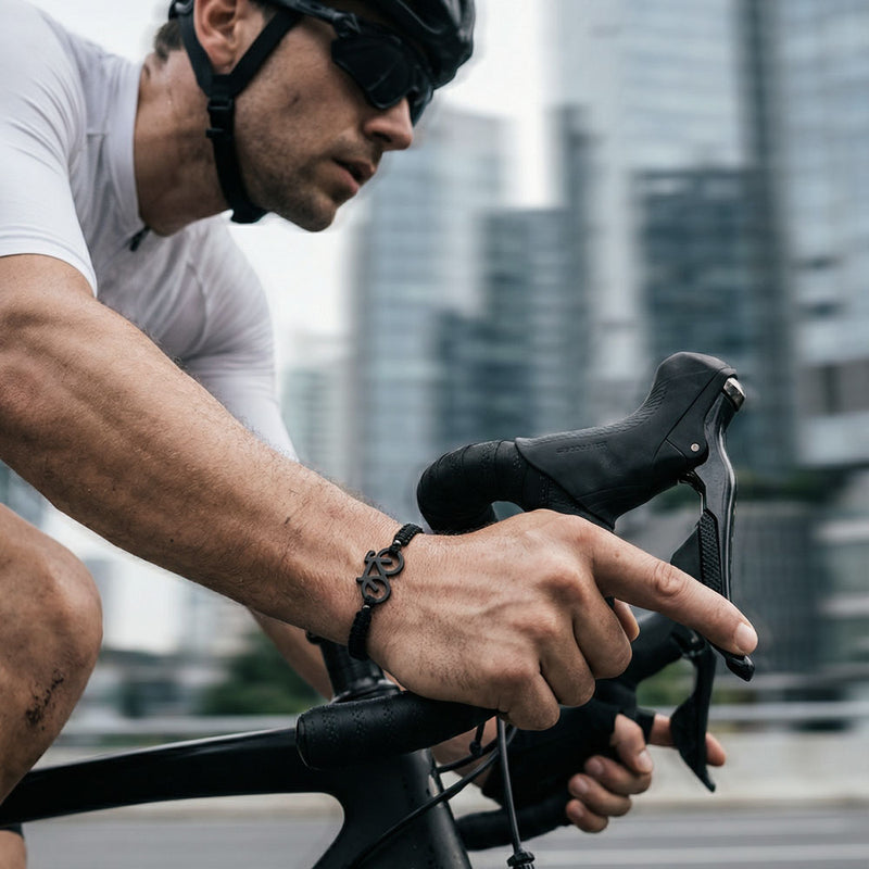 BLACK BIKE BRAIDED BRACELET