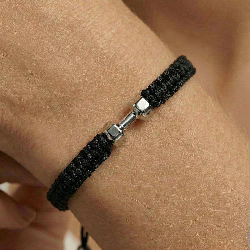 SILVER GYM BRAIDED BRACELET