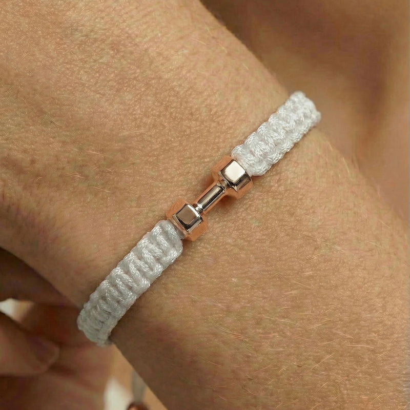 ROSE GYM WHITE BRAIDED BRACELET