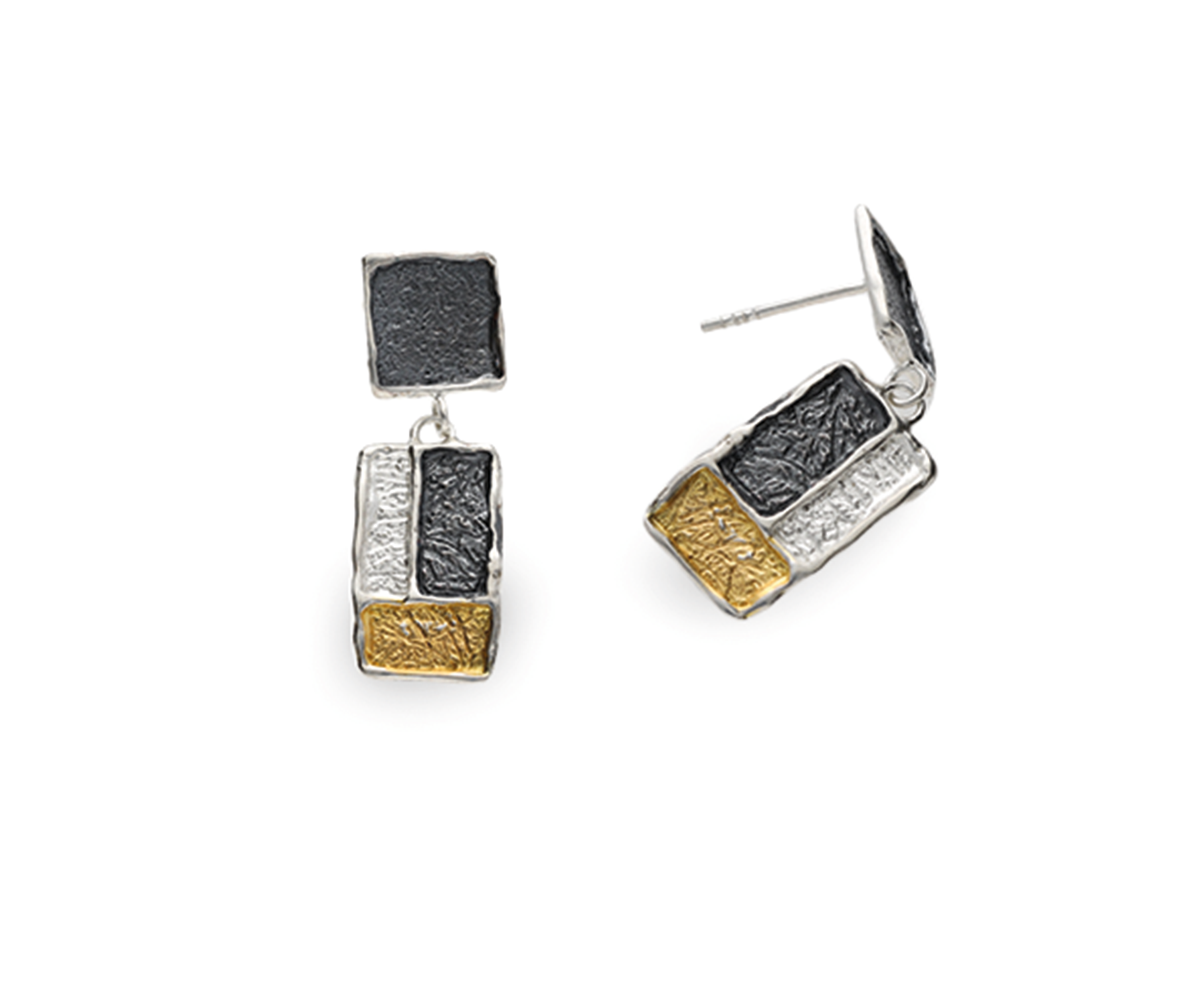 Ohrhänger 925 Silber, geschwärzt & vergoldet