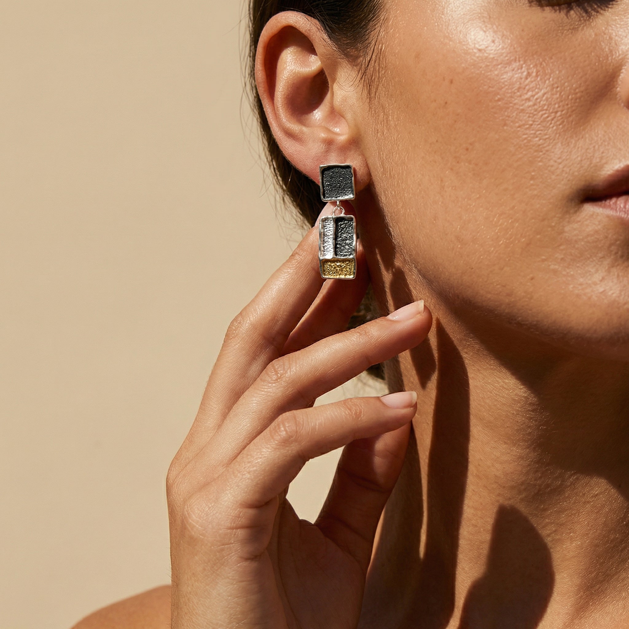 Ohrhänger 925 Silber, geschwärzt & vergoldet