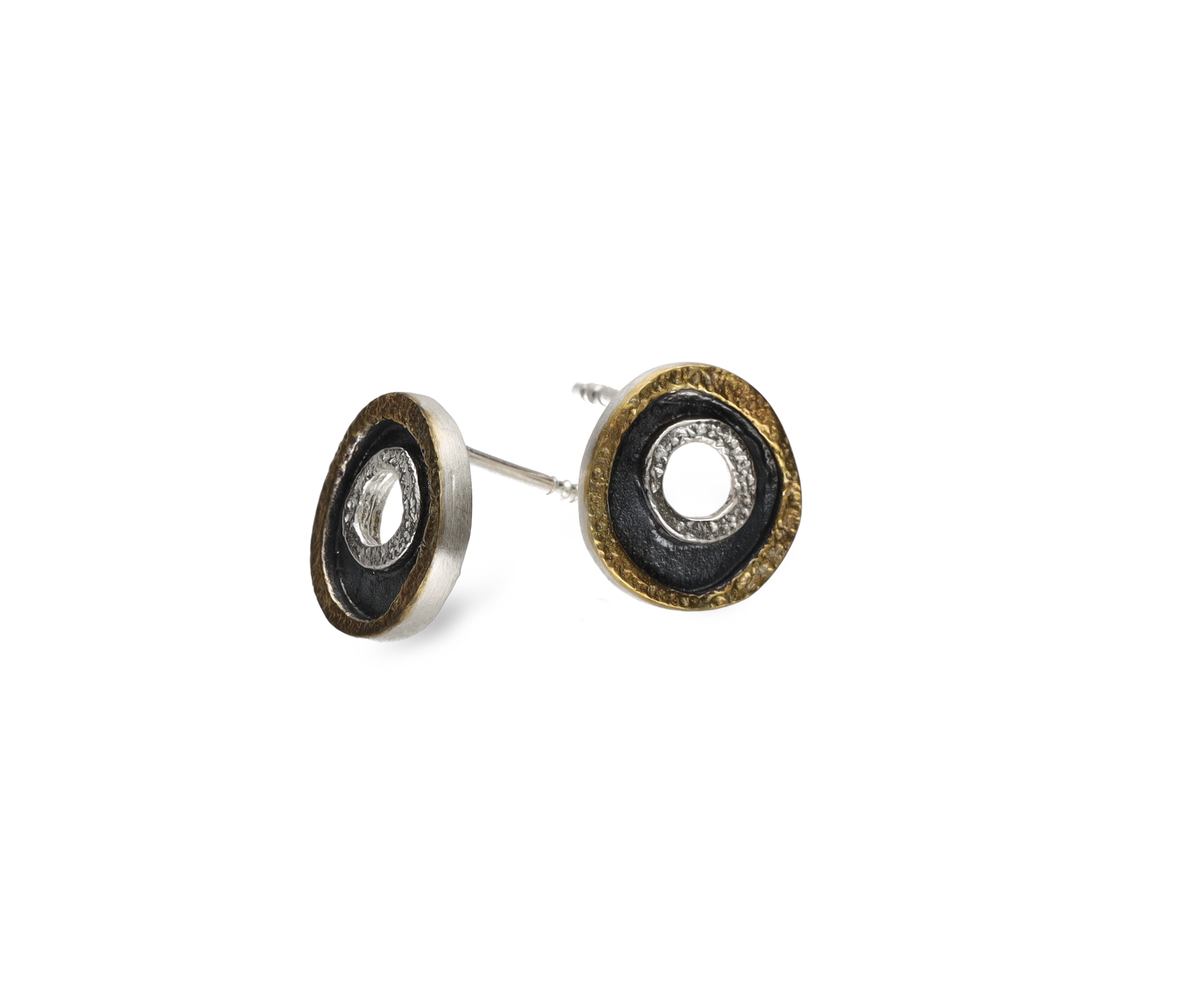Ohrstecker 925 Silber, geschwärzt & vergoldet