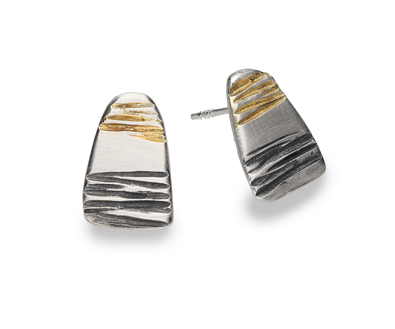 Ohrstecker 925 Silber, geschwärzt & vergoldet