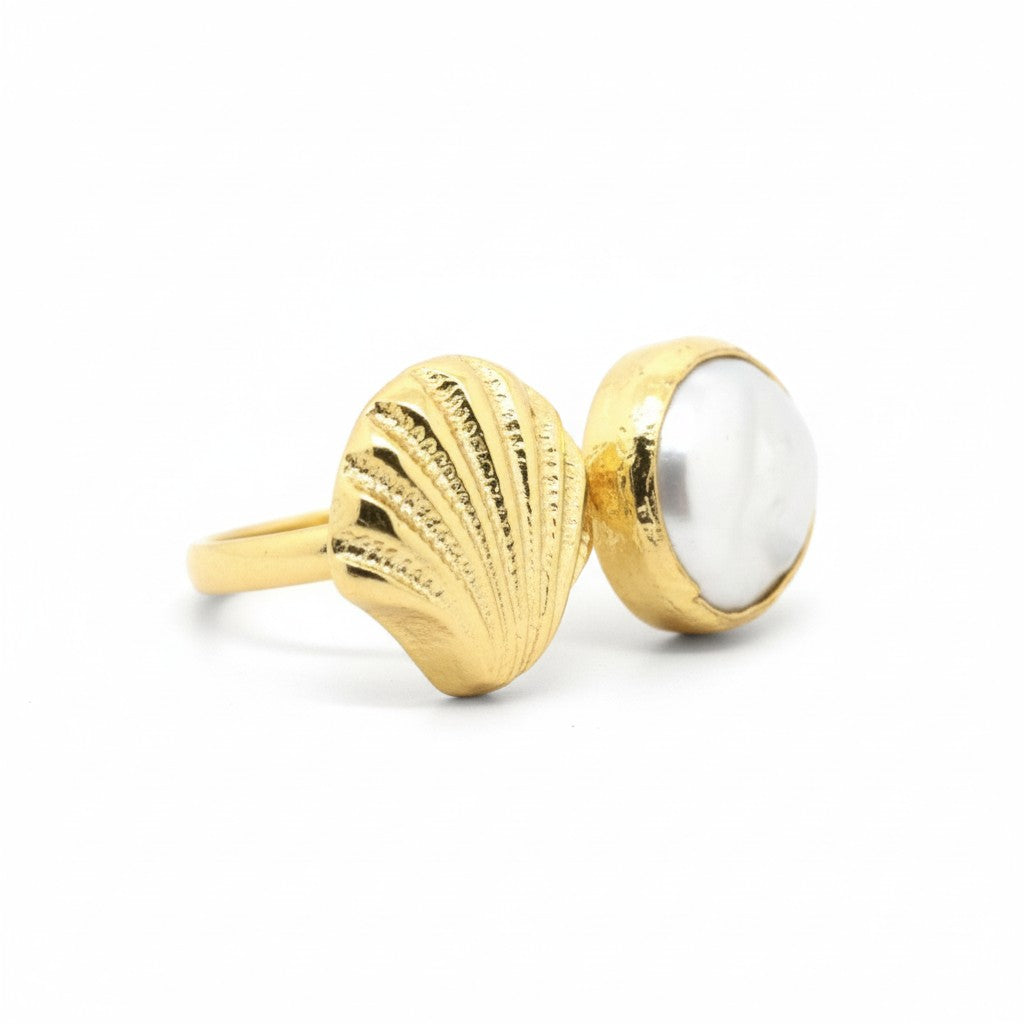 Kette Messing vergoldet Barockperle
