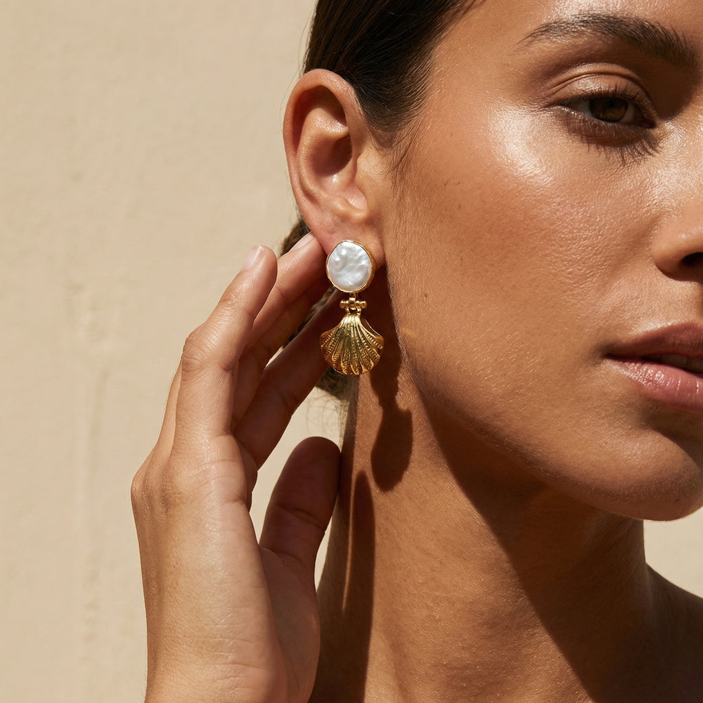 Ohrring Messing vergoldet Barockperle