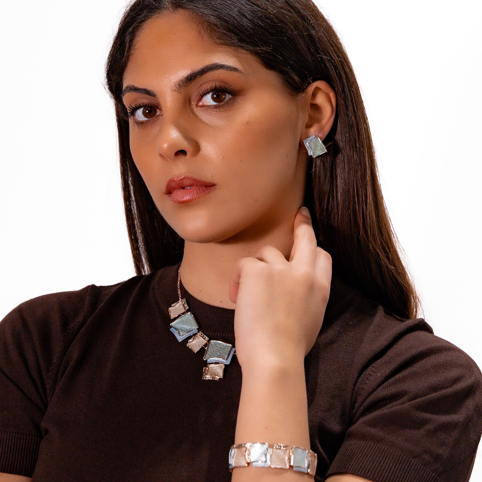 Bracciale zama multi quadri stilizzati sovrapposti