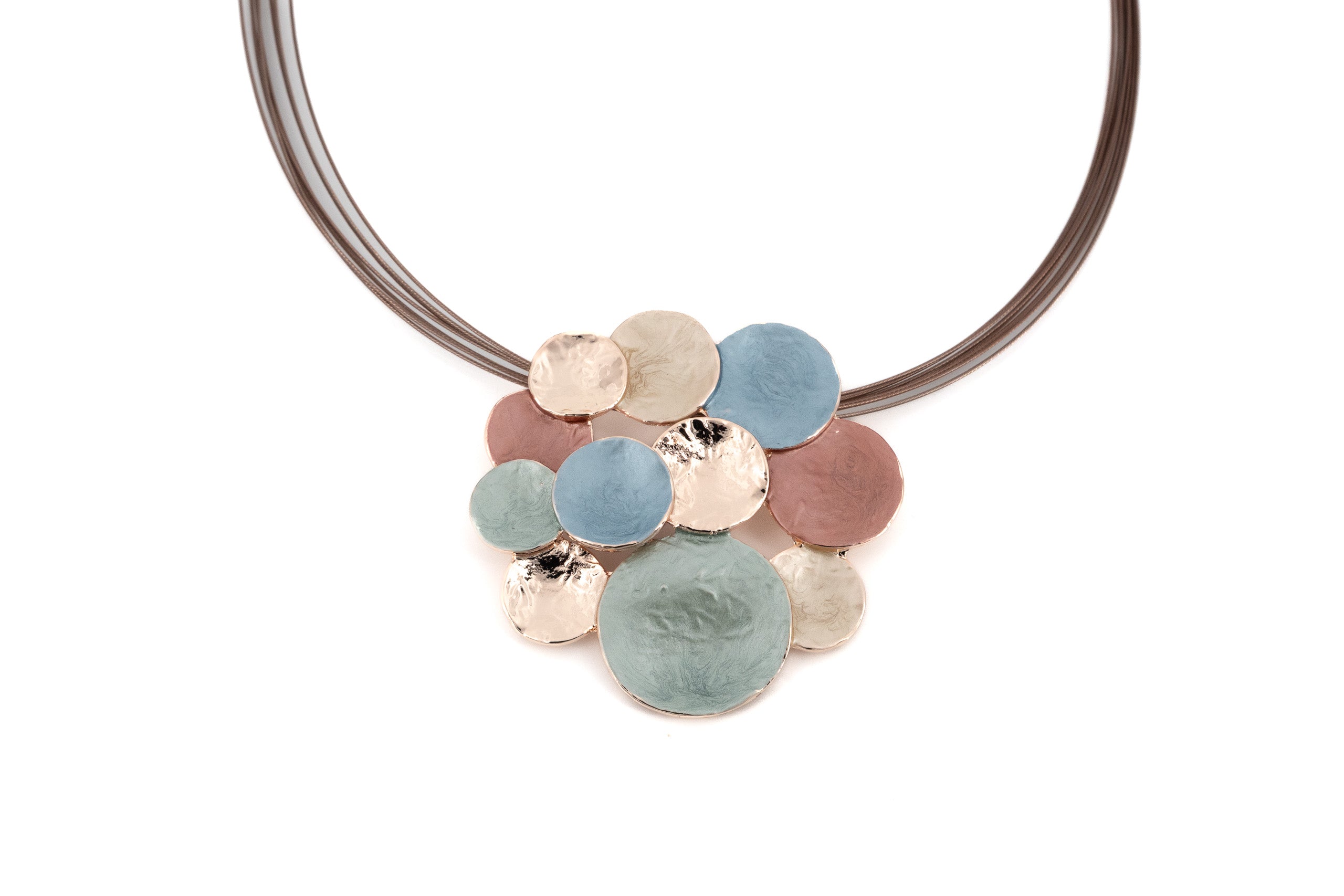 Collana fili acciaio corta zama multi tondi