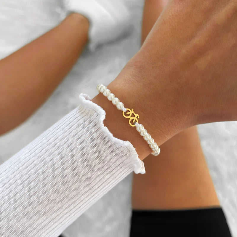PEARL GOLD BIKE CHAIN BRACELET