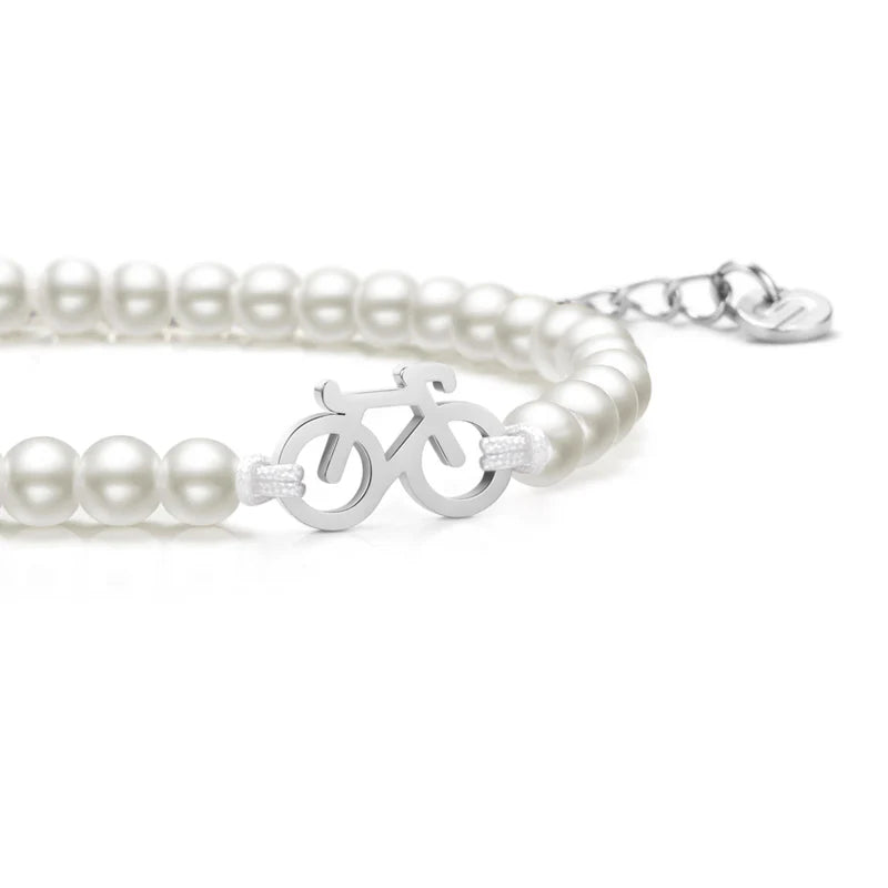 PEARL SILVER BIKE CHAIN BRACELET