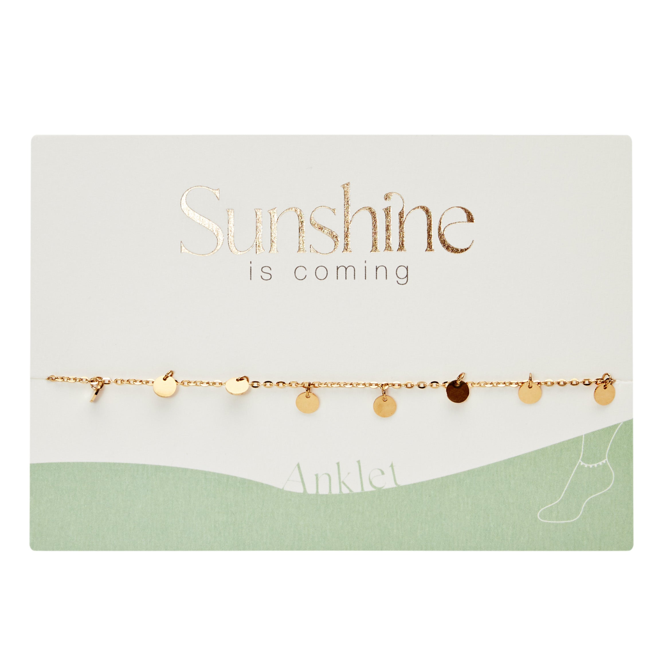Fußkettchen - "Sunshine is coming" - vergoldet - mit Plättchen