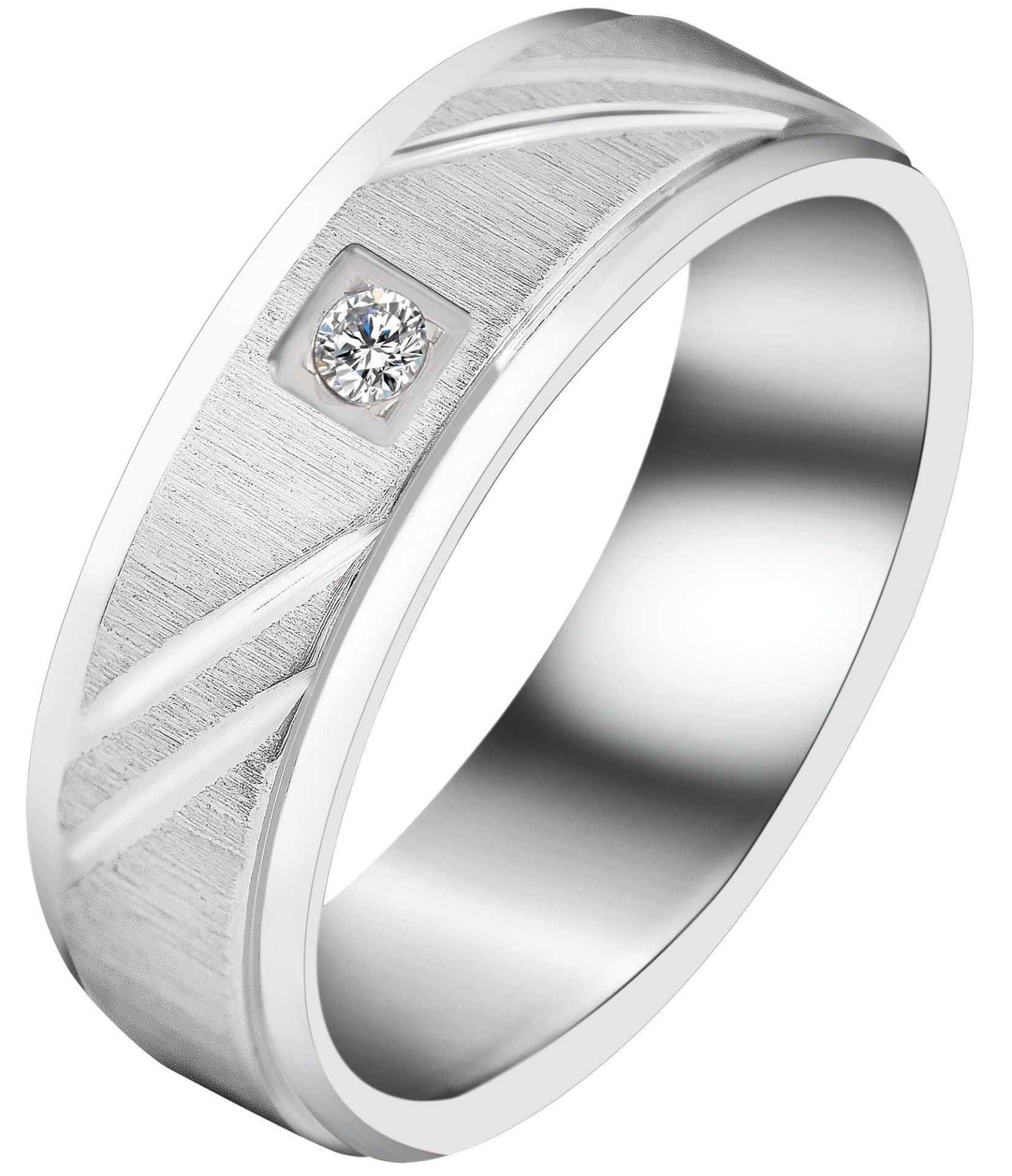 "Sincere Devotion" Damen Partnerring, Edelstahl, Similibesatz, gebürstet/poliert