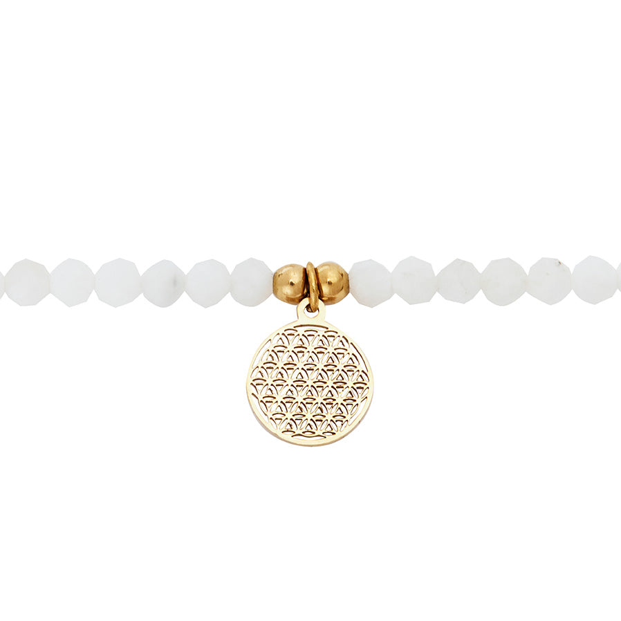 Armband - "nature love" - Mondstein - vergoldet - Blume des Lebens