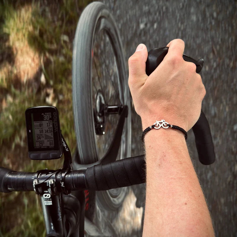 SILVER BIKE BRAIDED BRACELET