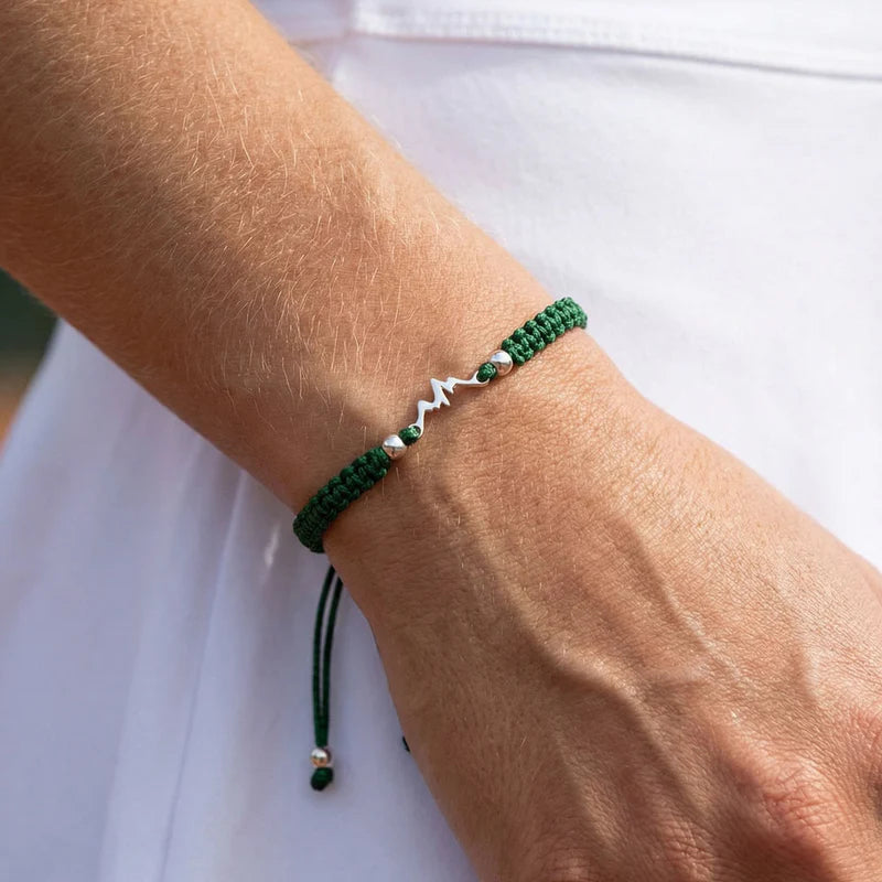 SILVER MOUNTAIN DARK GREEN BRAIDED BRACELET