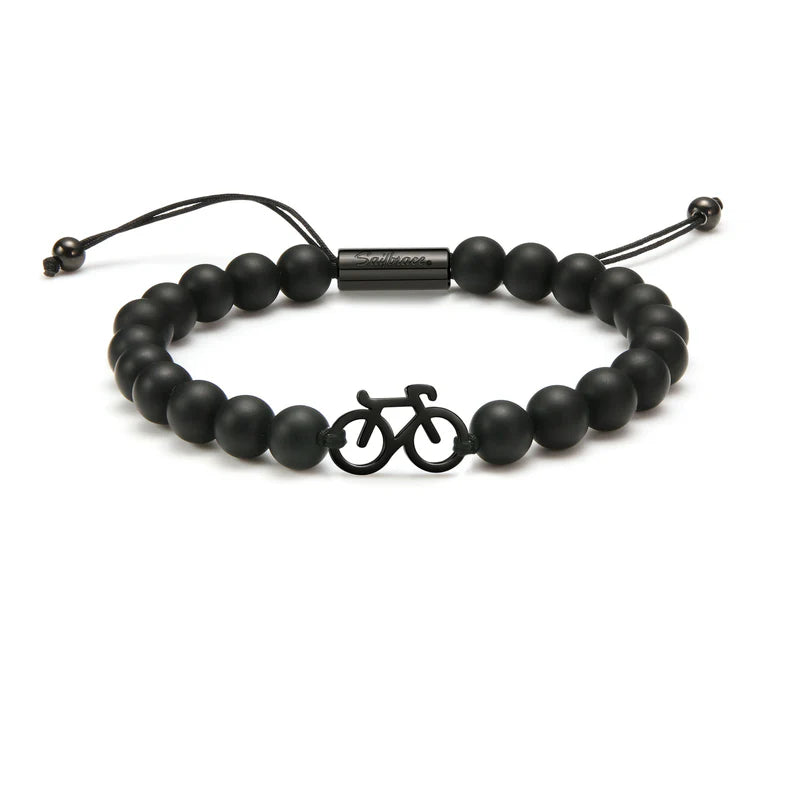 BLACK BIKE BEADED BRACELET