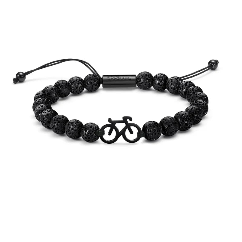 LAVA STONE BLACK BIKE BEADED BRACELET