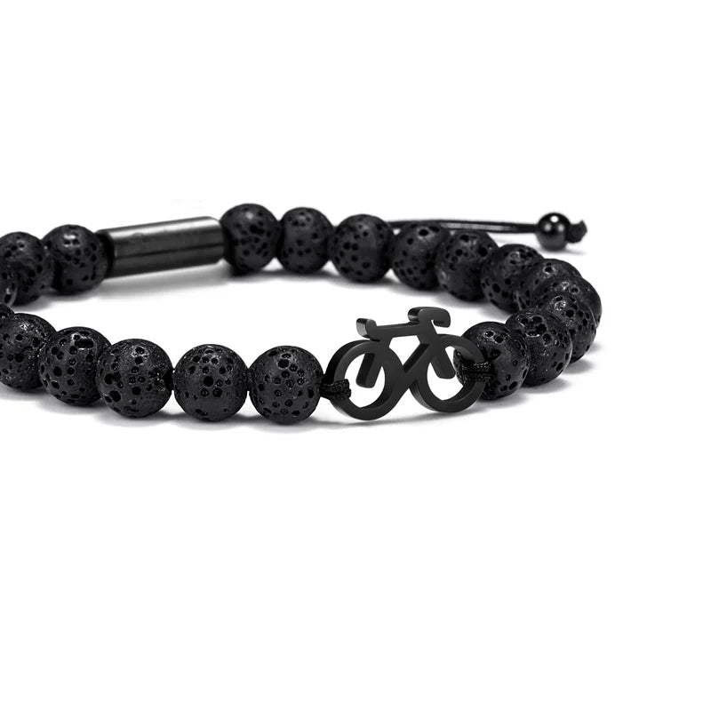 LAVA STONE BLACK BIKE BEADED BRACELET