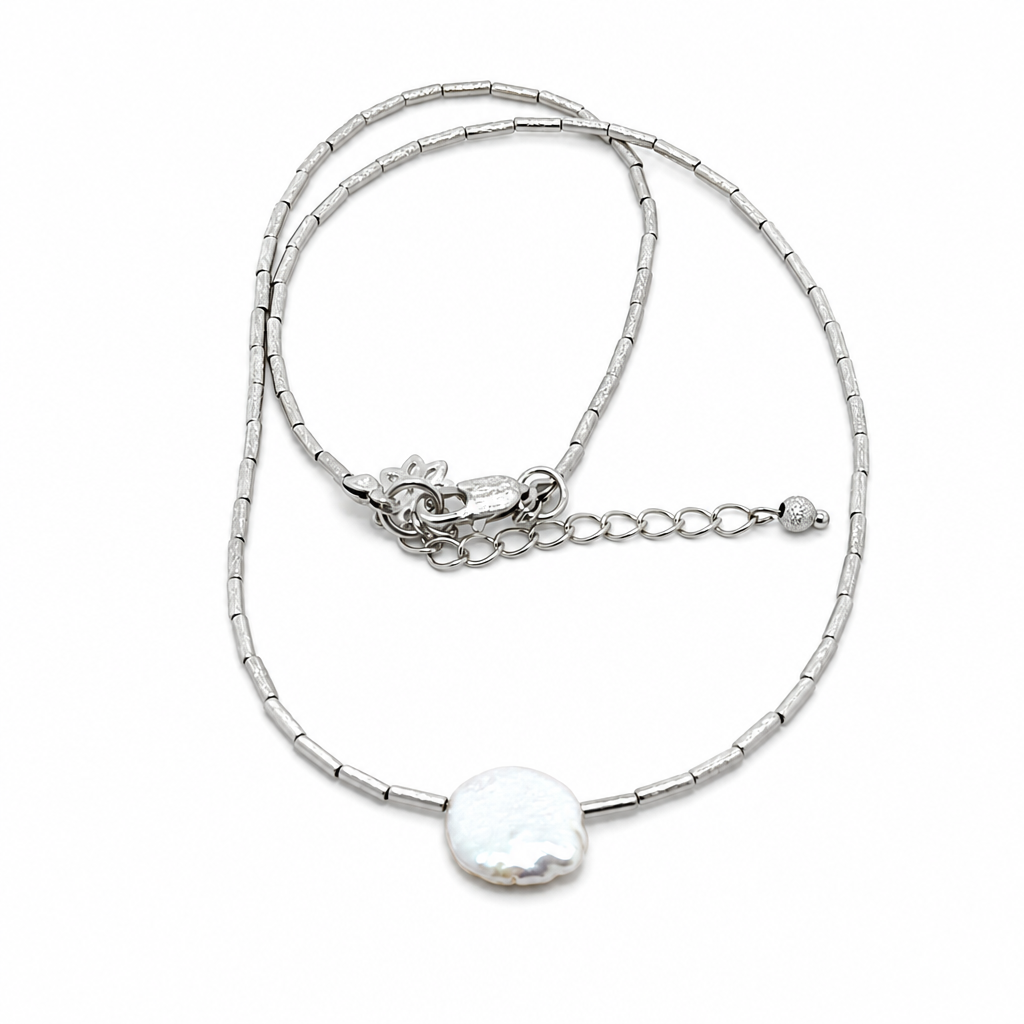 Rosario Pearls Choker (Placcato Rodio, baroque pearls)