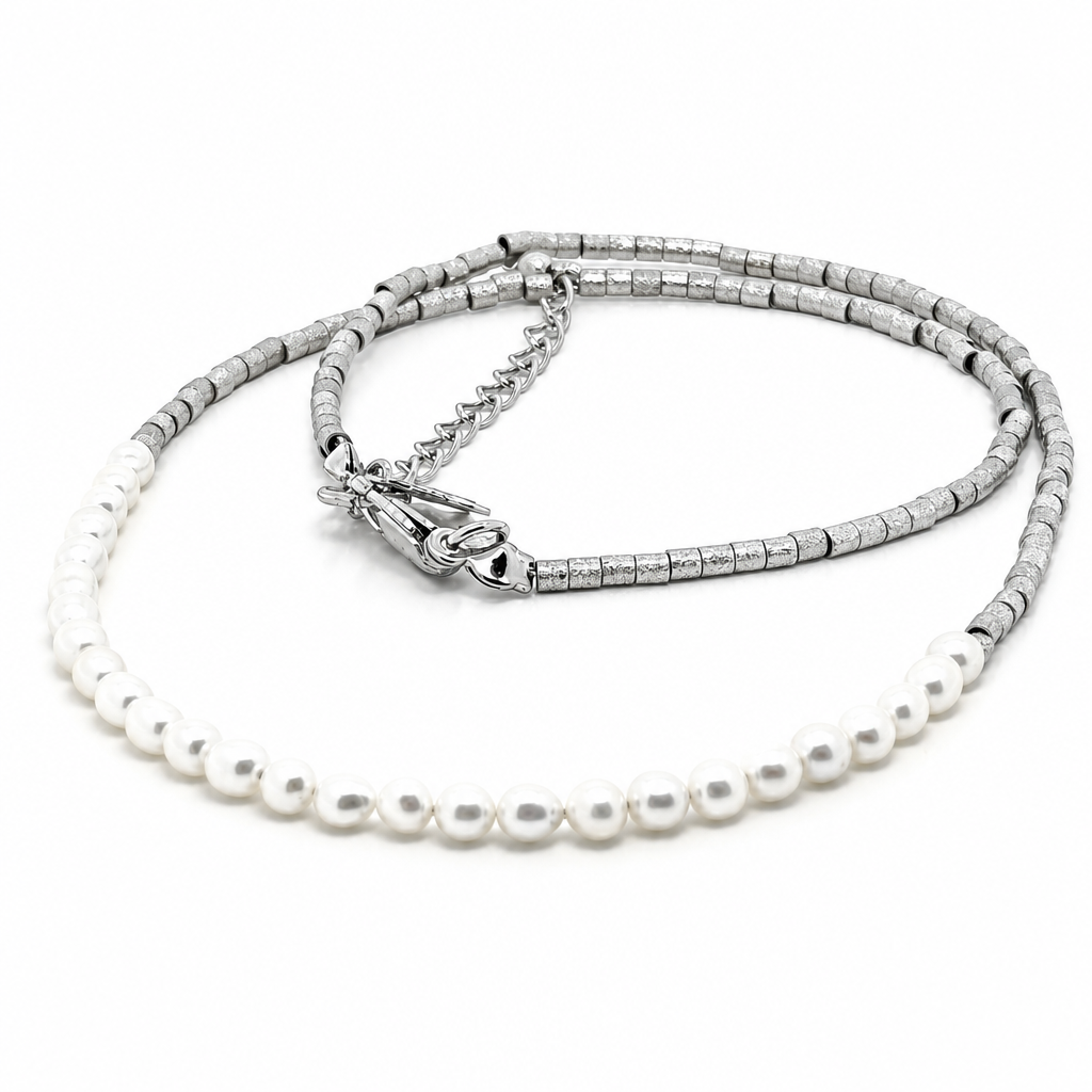 Atlas Pearls Choker (Placcato Rodio)