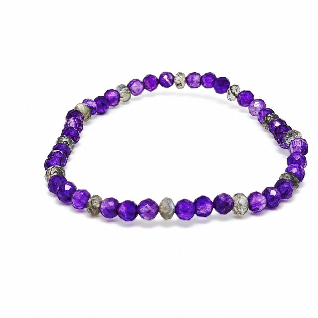 Amethyst und Labradorit Armband,  elastisch