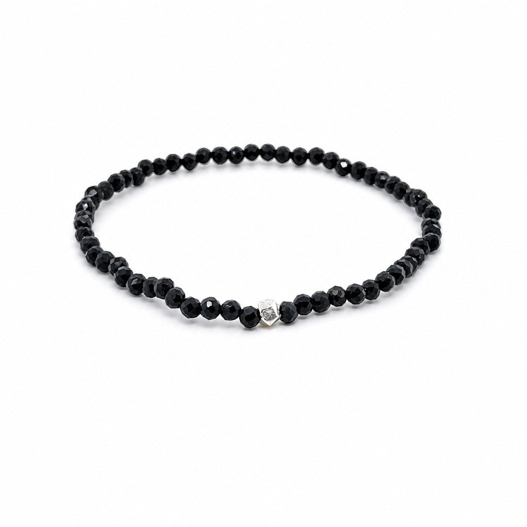 Turmalin schwarz facettiert, elastisches Armband