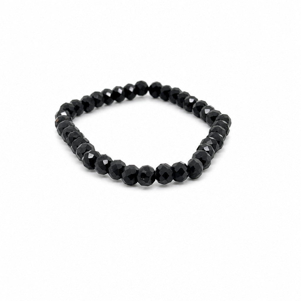 Turmalin schwarz facettiert, Armband elastisch