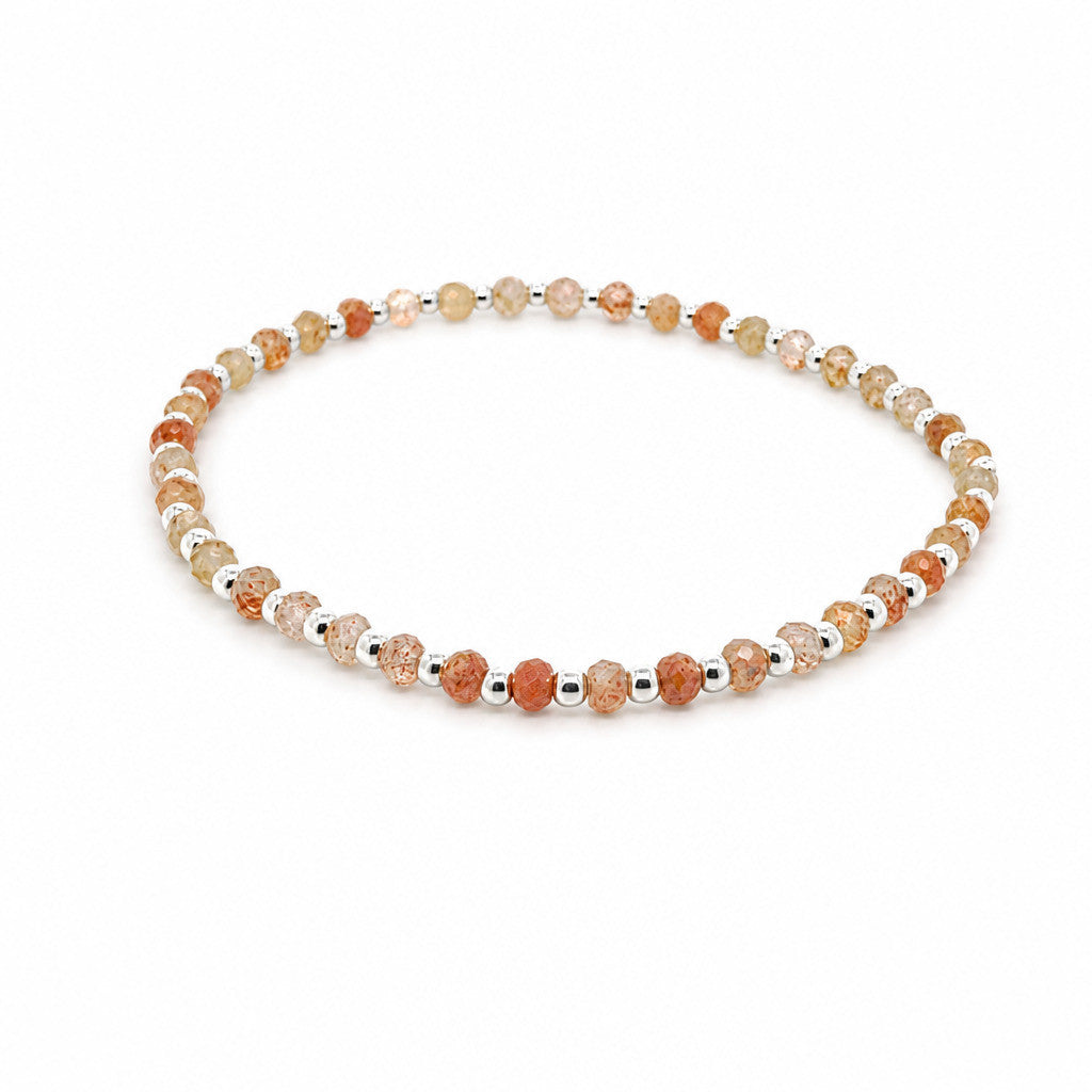 Sonnenstein facettiert, Silber, elastisches Armband